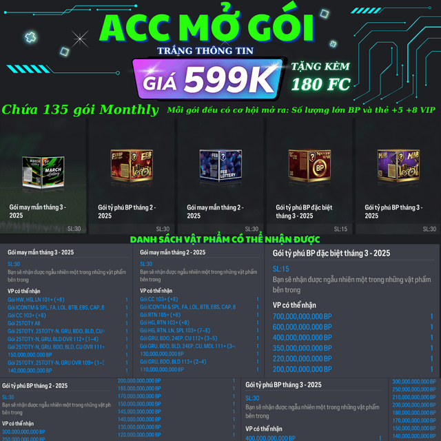 Acc Mở Gói Monthly 599K