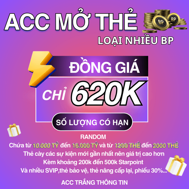 Acc Mở Thẻ 620K