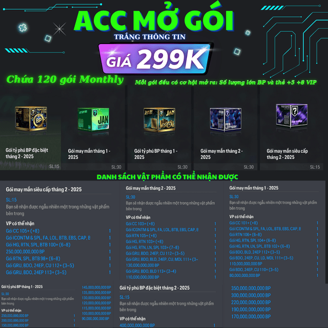 Acc Mở Gói 299K