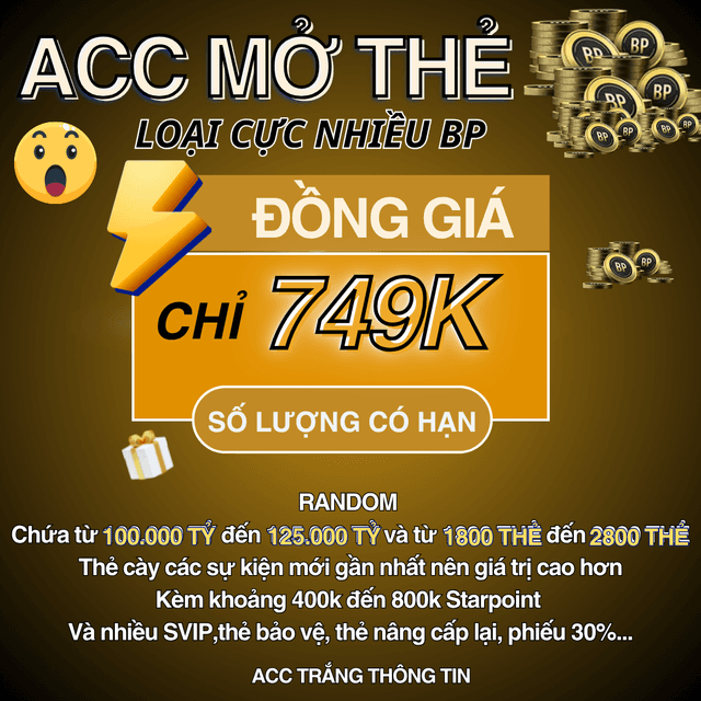 Acc Mở Thẻ 749K